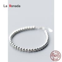 La Monada สร้อยข้อมือลูกปัดขนาดใหญ่4มม. สำหรับผู้หญิงเงินสเตอร์ลิง925สร้อยข้อมือผู้หญิง925เงินสเตอร์ลิงวินเทจคุณภาพดี