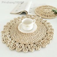 Cup Mats Natural Rattan Hot Pad Hand Woven Hot Insulation Placemats Table Padding Anti-Skidding Pads Coaster Kitchen Decoration