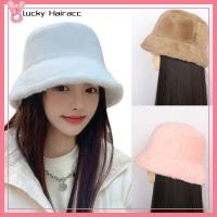 LUCKY HAIRACC ขนเฟอร์เทียม หมวกทรงถัง นุ่มนุ่มๆ อบอุ่นและอบอุ่น หมวกแก๊ปทรงแบน ของขวัญสำหรับเด็ก สีทึบทึบ หมวกของชาวประมง ผู้หญิงผู้หญิงผู้หญิง