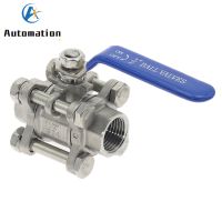 BSPT 1/2" DN15-DN100 3 Piece Full Port Ball Valve Thread Type Stainless Steel 304 1000psi Handle with Blue Vinly Insulation