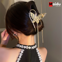 Maidu เครื่องประดับกิ๊บติดผมผีเสื้อสำหรับผู้หญิงพู่มุกล่าสุดคว้าคลิปฉลามขนาดใหญ่