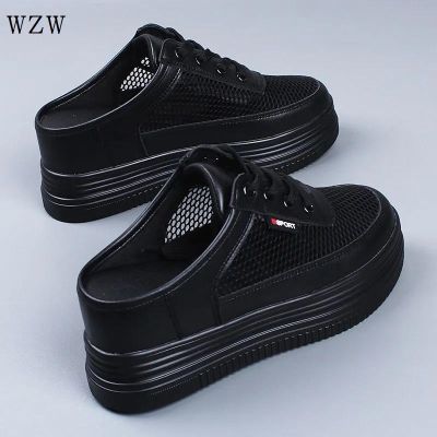 ▬◘℗ Ready Stock Baotou Half Slippers Women Summer Outer Wear 2022 New Style Black Velcro Sponge Cake Thick-Soled Sandals Inner Heighten