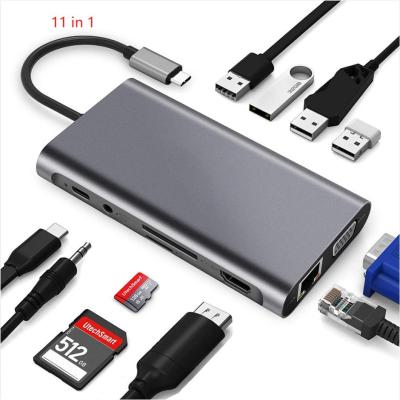 11 In 1 USB C HUB แล็ปท็อป Docking Station สำหรับ HP Pro Type C Dock HDMI PD 3.0 USB RJ45 VGA PD AUX Tfsd Card Reader