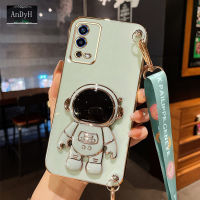 AnDyH Long Lanyard Casing For OPPO A55 4G Phone Case OPPO A74 4G F19 Cute Astronaut Desk Holder Case