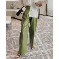 2022 Green Faux Pu Leather Woman Y2k Clothes Wide Leg Pants Za Oem Trousers Casual Cargo Korean Fashion Vintage Streetwear Capri