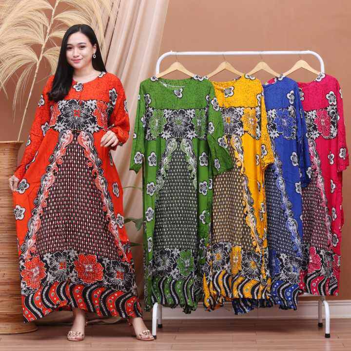 Daster Wanita Jumbo Ld 130 Lengan Panjang Baju Tidur Gamis Batik