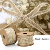 10M Natural Brown Jute Hemp Rope Burlap Hessian Ribbon With Lace Vintage Rustic Wedding Decoration Twine DIY Craft