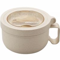 ETX850ml/29oz Microwave Soup Bowl with Lid and Handle Food-Grade Plastic Noodle Bowl with Spoon Leak-proof Portable Breakfast Cup