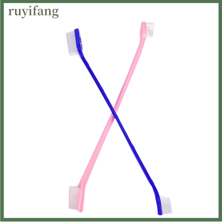 ruyifang-แปรงสีฟัน2ด้านสำหรับสุนัขแปรงสองด้านทันตกรรมสำหรับสัตว์เลี้ยงช่วยลดคราบจุลินทรีย์