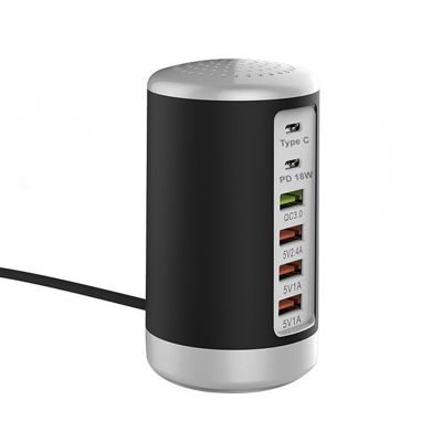 65W USB Fast Charger HUB Quick Charge QC3.0 Multi 6 Port USB Type C PD Charger Charging Station