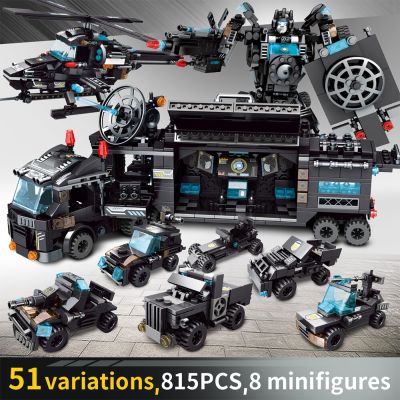 City Police Station Car Headquarters Building Blocks Truck SWAT Figure WW2 Military Bricks Toys for Children Kids Blocks