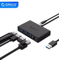 ORICO USB3.0+Gigabit Ethernet Port HUB Mini Hub For Desk,Ofiice,Home USB3.0 Hub สีดำ ยาว 30CM