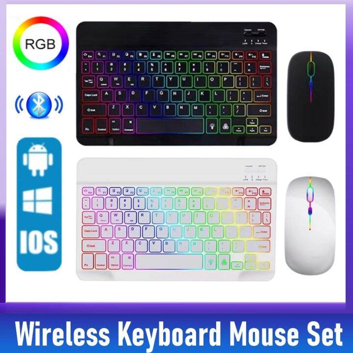 keyboard and mouse set Keyboard Mouse Set Portable RGB Backlit Wireless
