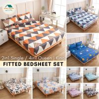 [V#4✨]High Quality 650 Threadcount Cotton Fitted Bedsheet Set Cadar Murah Getah Keliling - 4in1 KingQueen 2in1 Single