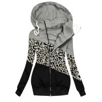 Пальто Женское Women Winter Casual Leopard Prints Jacket Zipper Sweatshirt Long Sleeve Coat Fashion Winter Thick Warm Jacket