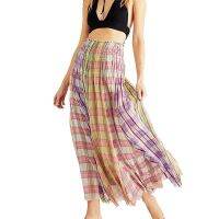 MANNI summer skirts 2022 Elastic Waist Mixed Plaid Sweet Cotton Korean Skirts,Convertible Maxi skirt