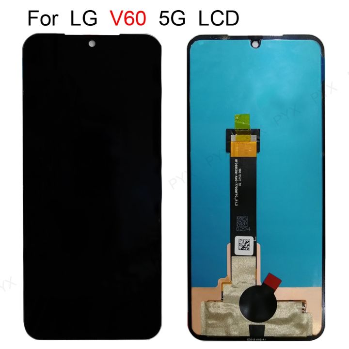 สำหรับ-lg-v60-thinq-ชิ้นส่วนจอสัมผัสแอลซีดีของเครื่องแปลงดิจิทัล-lg-อะไหล่สำหรับ-lg-หน้าจอ-lcd-v60พร้อมกรอบ