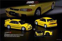 【Best-Selling】 Fashions King 1:64 INNO Mitsubishi Lancer Evolution INNO64 III สีเหลืองแยกฝากระโปรงหน้ารูปลอกคาร์บอนและรถ Diecast ล้อเสริม