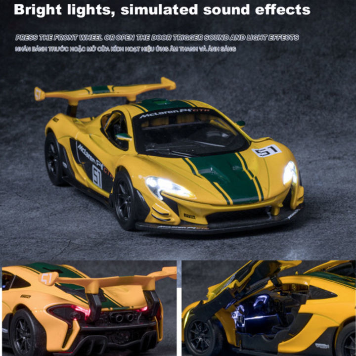 ใหม่132แม็คลาเรน-p1-gtr-รถสปอร์ตรุ่นแม็กซ์-die-cast-โลหะของเล่นยานพาหนะที่มีสี่ประตูเปิดเสียงและแสงของขวัญสำหรับเด็ก