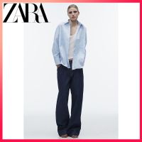 Zara เสื้อเชิ้ตแขนยาว คอปก ทรงหลวม ลายทาง แฟชั่นฤดูใบไม้ผลิ สําหรับผู้หญิง QC7311519