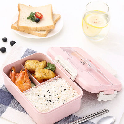 Lunch Box Wheat Straw Dinnerware Food Storage Container Children School Office Portable Microwave Bento Box Kitchen Tableware