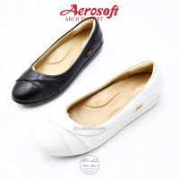 Aerosoft รองเท้าพยาบาล รองเท้าหนัง รุ่น NW9191 สีขาว / สีดำ [รองเท้าเพื่อสุขภาพ Arch support พื้นนุ่มพิเศษ]