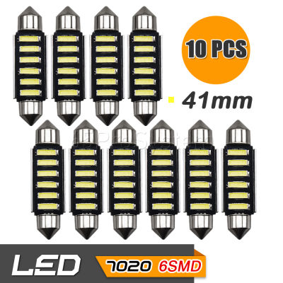 65Infinite (แพ๊ค 10 C5W 7020 6SMD 41mm) 10x LED C5W 7020 6SMD ขนาด 41mm ไฟโดม ไฟอ่านหนังสือ ไฟห้องโดยสาร ไฟหัวเก๋ง ไฟส่องป้ายทะเบียน กระจายแสง 180องศา CANBUS Super Bright ความสว่างสูง สี ขาว (White)