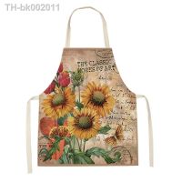 ☁ Women Men Retro Bird Flower Butterfly Printed Kitchen Aprons Household Cleaning Pinafore Baking Accessories Linen Cooking Apron