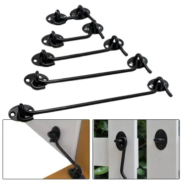 2Pcs Cabin Hook Stainless Steel Hook and Eye Latch Black Window