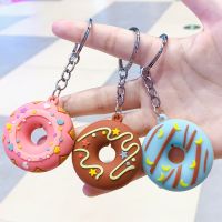 Cartoon Donut Keychains Cute Donuts PVC Keychain Creative Pendant Car Keychain Ornaments Anime Accessories Trinket Gifts