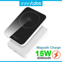 Vyvylabs Magnetic Wireless พาวเวอร์แบงชาร์จเร็ว Bocard 4000mAh 20W Mini White Wireless Charging for iPhone 12-14 Series Power Supply