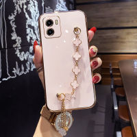 COROGI สำหรับ Xiaomi Redmi A1 /Redmi A1 + พลัส /Redmi A2 /Redmi A2 + Plus เคสพร้อมสายรัดข้อมือกำไลข้อมือลายดอกโคลเวอร์โชคดีเคสขอบสี่เหลี่ยมเคสมือถือนิ่มกันกระแทกฝาหลังป้องกันซิลิโคน