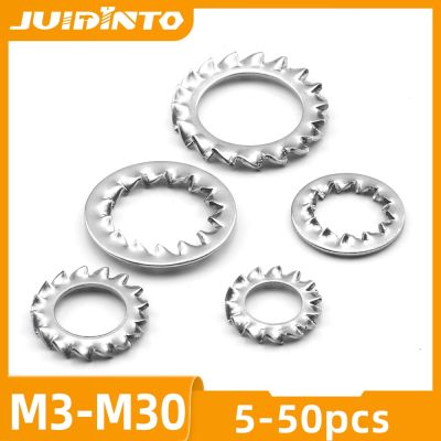 {Haotao Hardware} JUIDINTO 5-50ชิ้นวงแหวนล็อคฟันภายในภายนอกสแตนเลสเครื่องซักผ้าฟันเลื่อยโลหะ M3-M30