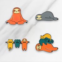 Cute Animal Enamel brooch Sloth Koala Cat Lapel pin Denim Jeans shirt bag Cartoon Jewelry Gift for Kids Friends