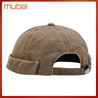 MUBAI ล้างสไตล์ หมวกปีกกว้าง หมวกท่าเรือข้อมือม้วน ผ้าคอตตอน หมวก skullcap วินเทจ ปรับได้ปรับได้ หมวกบีนนี่ผ้าฝ้าย เด็กชายเด็กหญิงนักเรียน