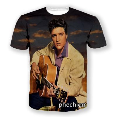 Phechion ใหม่แฟชั่นผู้ชาย/ผู้หญิง Elvis Presley 3D พิมพ์แขนสั้นเสื้อยืดลำลองกีฬา Hip Hop ฤดูร้อน T เสื้อ Tops S05