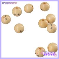 SYBOOKS 100pcs 18mm ครับ ลูกปัดไม้ลูกปัด พิมพ์ undyed ทำจากไม้ ลูกปัดหน้ากลม พิมพ์ undyed Ball มีรู ลูกปัดหลวมๆ การทำเครื่องประดับงานฝีมือ DIY