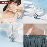 Blue Mermaid Tears Necklace Fishtail Shape Twinkle Bling Women Girl Korea Fashion Accessory