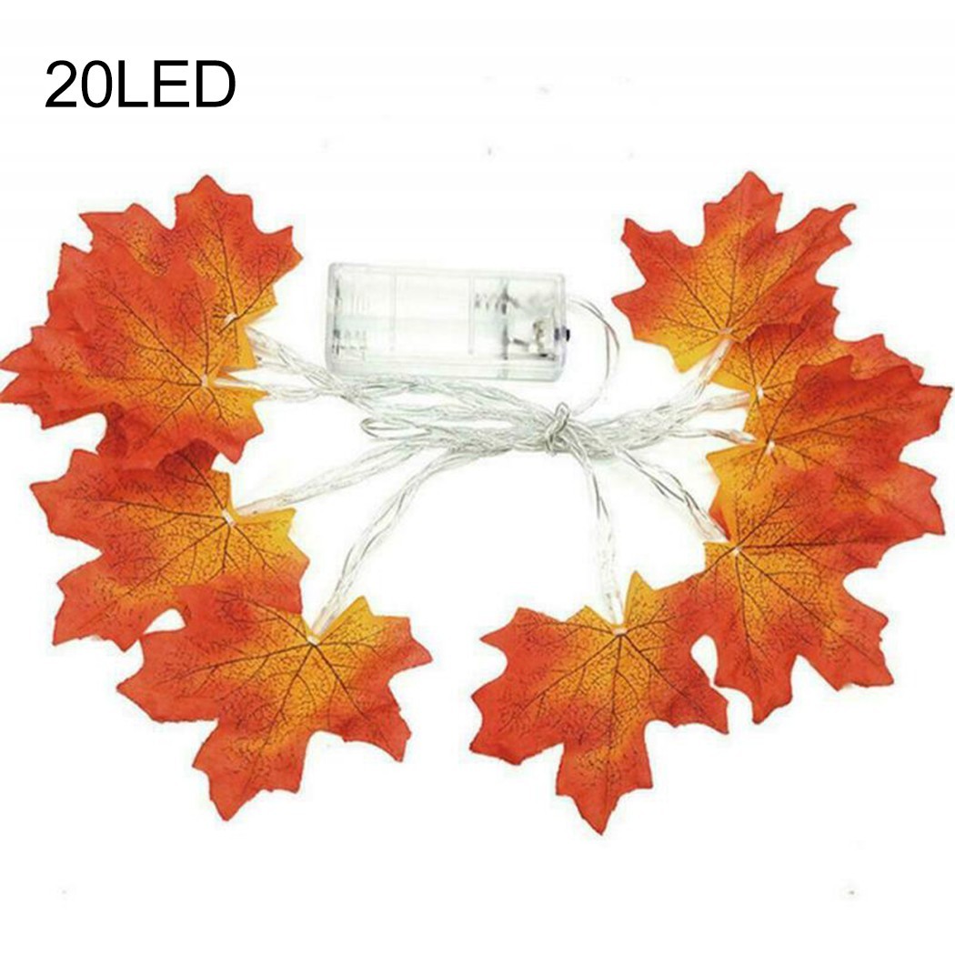 LED Light Artificial Autumn Fall Maple Leaves Garland Hanging Plant Home Decor 