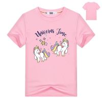 Baby Girls Cute Unicorn Star T shirt Kids Short Sleeve Cotton T-shirt Children Summer Kawaii Pink Tops