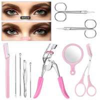 10Pcs Eyebrow Shaping Set Multi-purpose s Eyelash Curler Eyebrow Razor Eyebrow Comb s Set Facial Grooming Tools