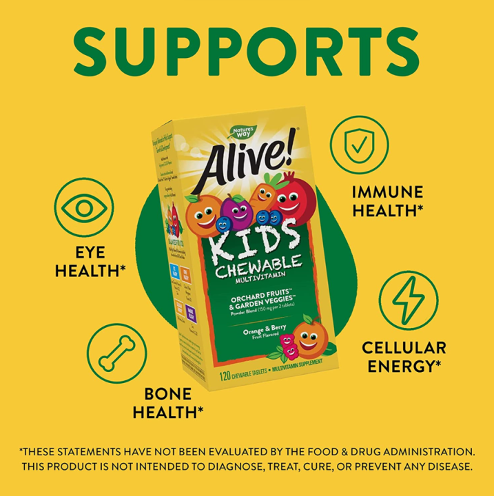 Nature's Way Alive! Kids Chewable Multivitamin, 120 Chewable Tablets ...