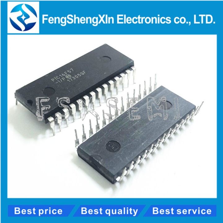 10pcs/lot  PIC16F57 PIC16F57-I/P DIP-28 Flash-Based, 8-Bit CMOS Microcontroller Series