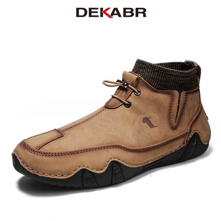 DEKABR Waterproof Winter Men Boots Fashion High-Top Socks Shoes Warm  Non-slip Ankle Boots Men Casual Slip-On Lazy Shoes 38-46 | Lazada PH