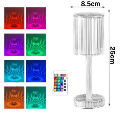 ไฟสีควบคุม Rgb สำหรับโคมไฟตั้งโต๊ะตกแต่งห้องนอนโรแมนติกไฟฝาครอบโคมไฟคริสตัลไฟกลางคืนโคมไฟ Usb ชาร์จได้ ZP