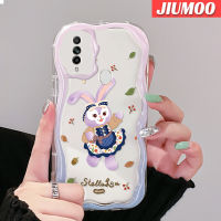 เคส JIUMOO สำหรับ OPPO A31 2020เคส A8การ์ตูนกระต่ายสีม่วงมีสีสันน่ารักเนื้อครีมนิ่มเคสมือถือกันกระแทกแบบใสที่สร้างสรรค์ปลอกคลุมป้องกันซิลิโคนโปร่งใสลายกล้องถ่ายรูป