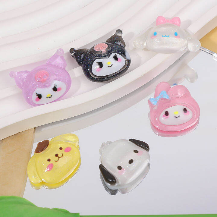 sanrio-โปร่งใสรูปการ์ตูนสัตว์-diy-10ชิ้น5ชิ้น-aksesoris-resin-เหมาะสำหรับกำไลข้อมือที่ผูกผมและอุปกรณ์ตกแต่งอื่นๆ