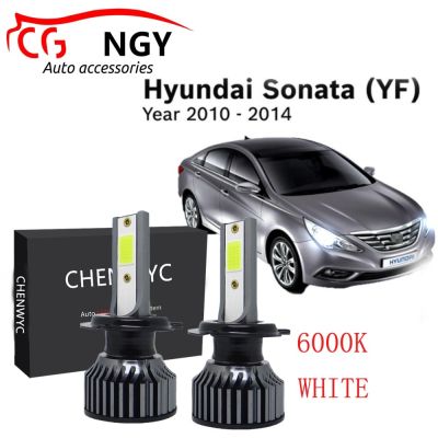 New หลอดไฟหน้า LED 6000K สีขาว (40w) สําหรับ Hyundai Sonata YF 2010-2014 2 ชิ้น