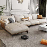 LUSSO Modern Leather Corner Sofa โซฟาหนังแท้สไตล์โมเดิร์นพร้อมผ้าหมอน