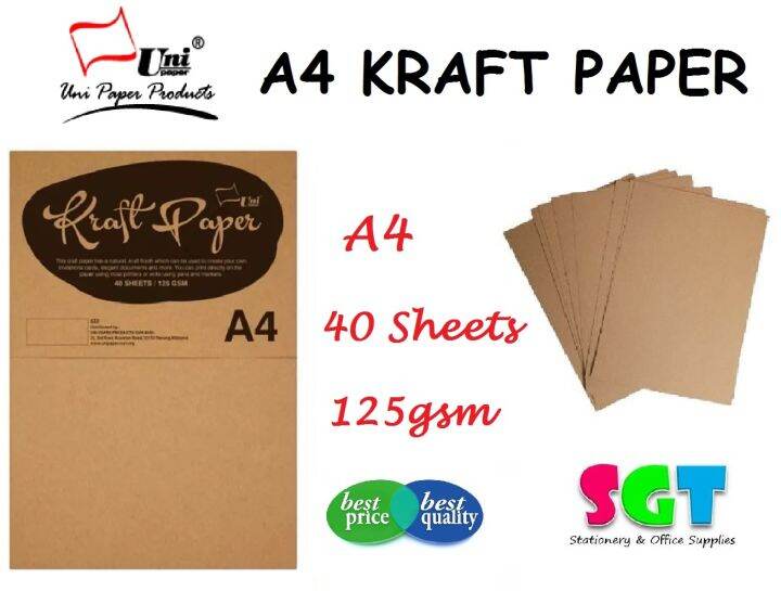 UNI A4 Kraft Paper 125gsm 40 sheets / Pack Lazada